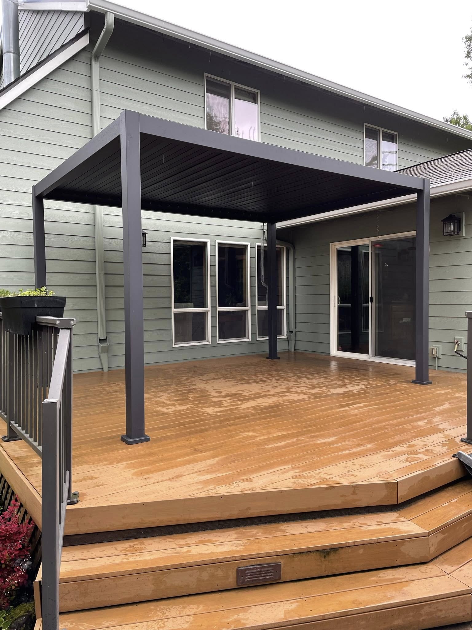 Wide view of porch and outdoor improvement work